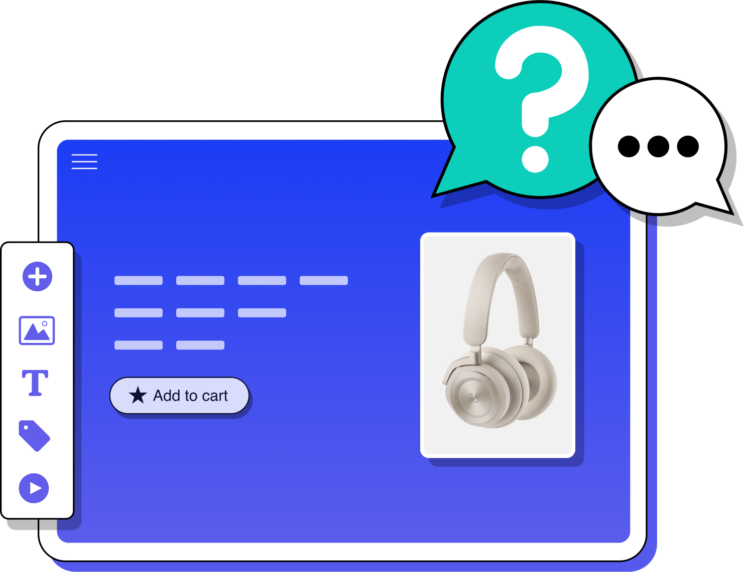 priority support services graphic with headphones and chat bubble