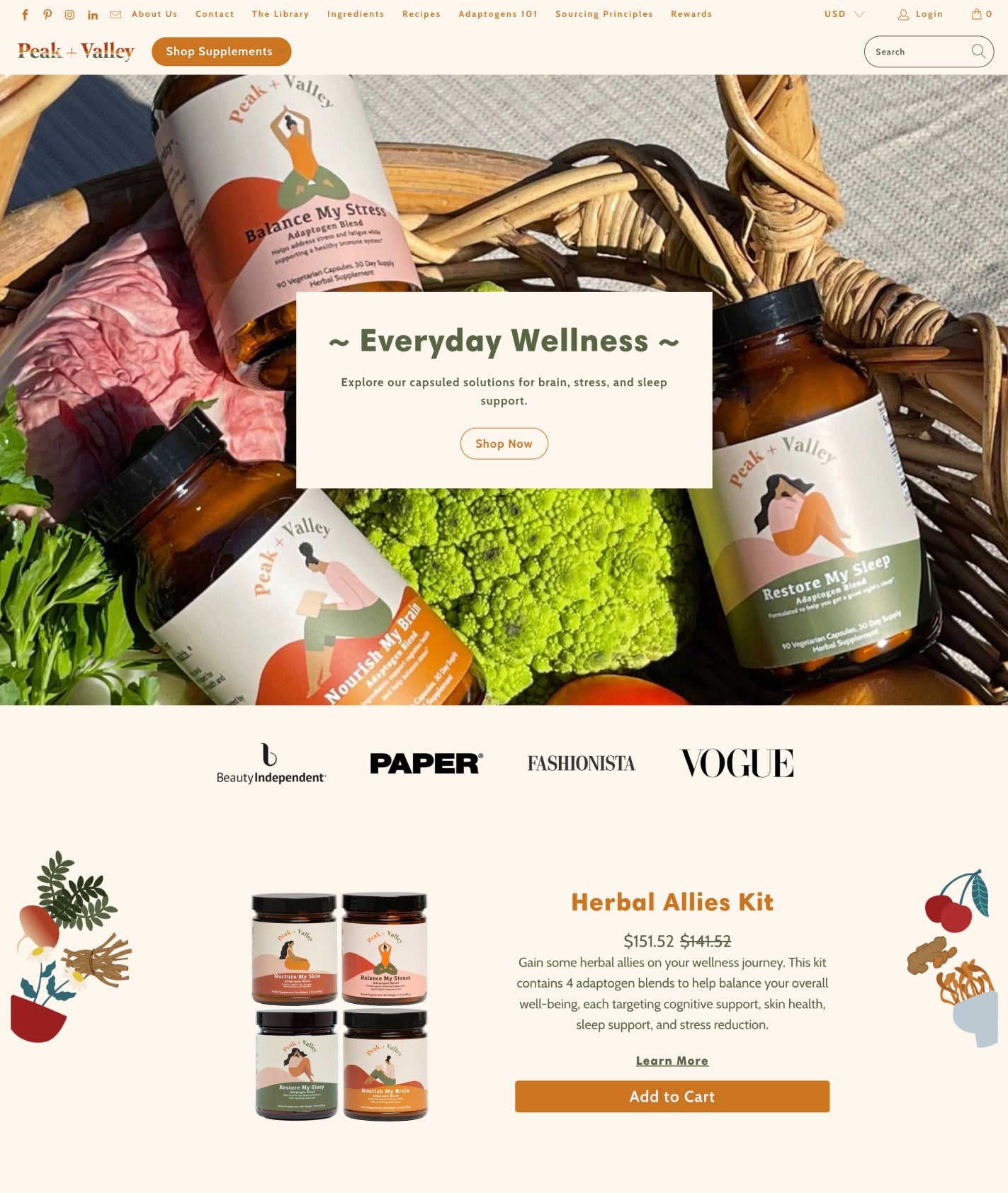 turbo shopify theme used by peak and valley shop
