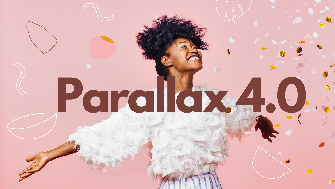 Woman excited with Parallax 4.0 heading