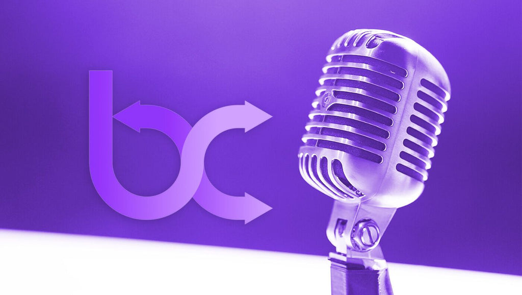 Blend Commerce logo with a microphone