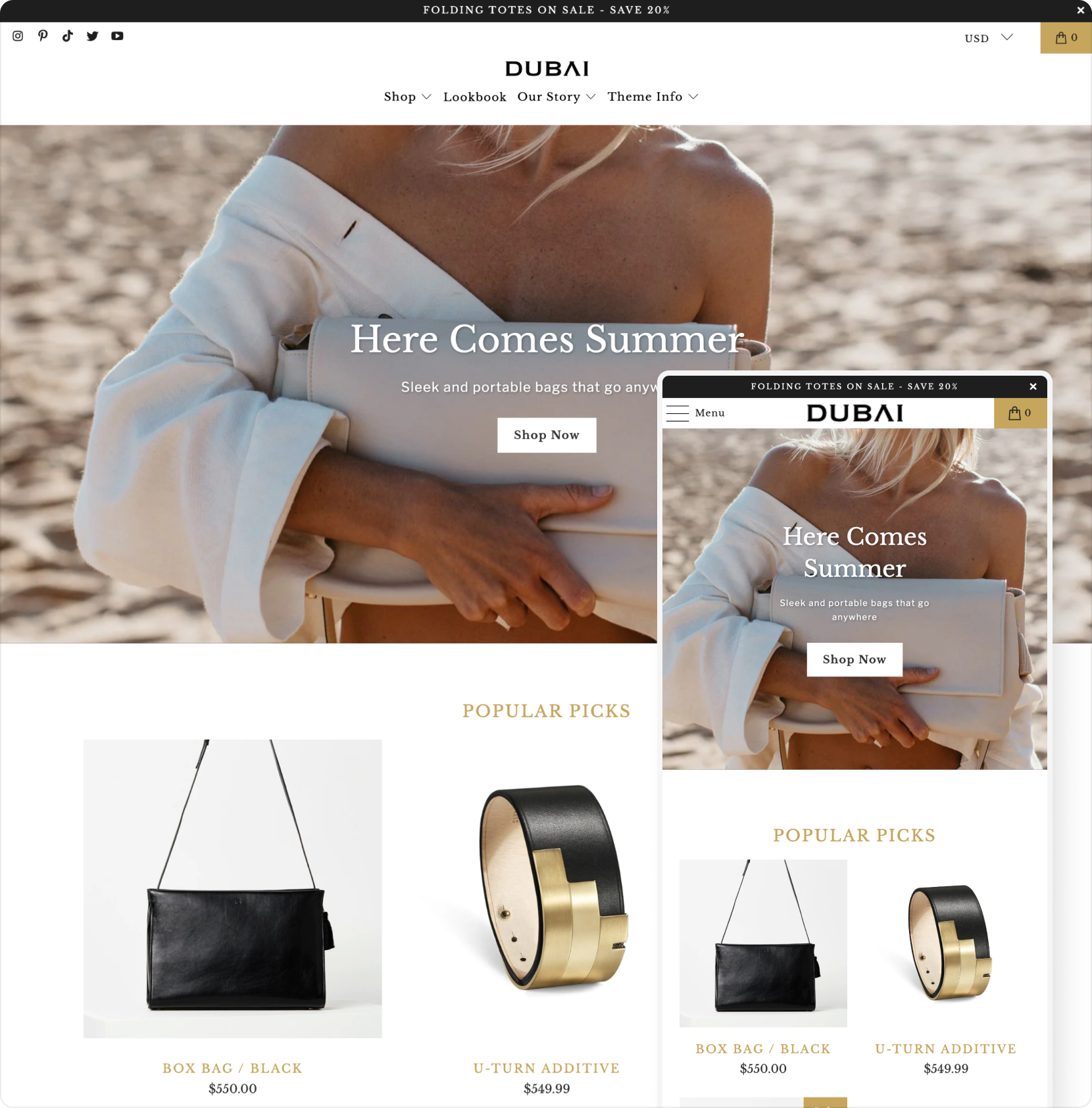 turbo shopify theme dubai theme style home page shown desktop and mobile devices