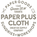 paperplus cloth papergoods sundries and workshops with address and creative supply company subheading