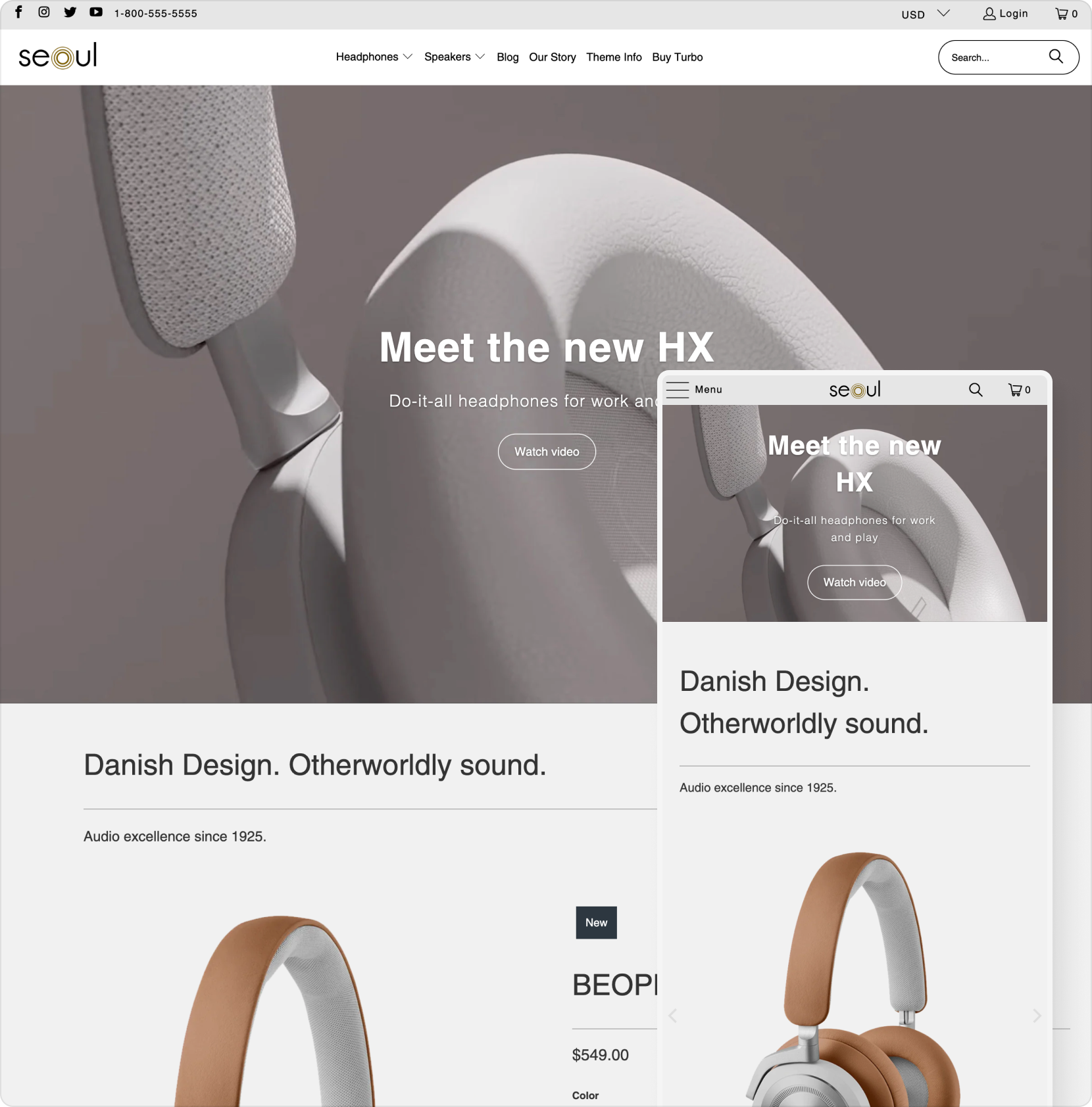 turbo shopify theme seoul theme style home page shown desktop and mobile devices